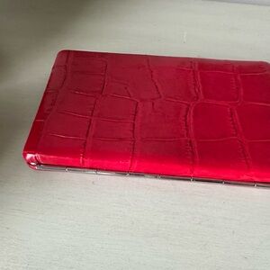 Lauren Ralph Lauren red crocodile clutch wallet